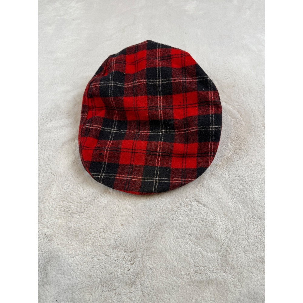 Pendleton Red Black Buffalo Plaid Wool Flat Cap Driving Hat‎ A201-331 Large